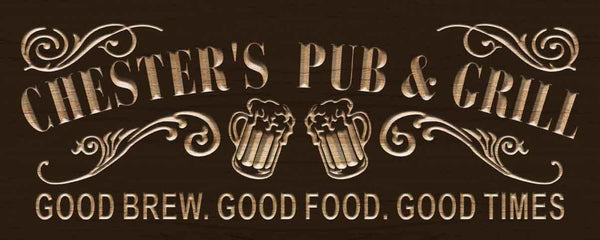 ADVPRO Name Personalized Pub & Grill Home Bar Gifts Wood Engraved Wooden Sign wpc0357-tm - Brown