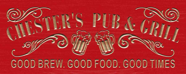 ADVPRO Name Personalized Pub & Grill Home Bar Gifts Wood Engraved Wooden Sign wpc0357-tm - Red