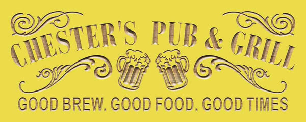 ADVPRO Name Personalized Pub & Grill Home Bar Gifts Wood Engraved Wooden Sign wpc0357-tm - Yellow