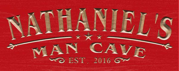 ADVPRO Name Personalized Man CAVE Established Year Men Gifts Birthday Wood Engraved Wooden Sign wpc0359-tm - Red