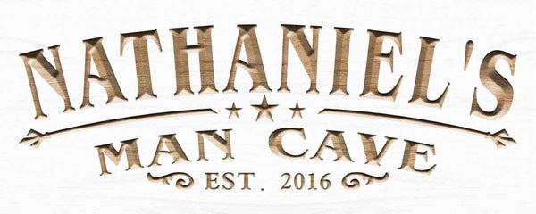 ADVPRO Name Personalized Man CAVE Established Year Men Gifts Birthday Wood Engraved Wooden Sign wpc0359-tm - White