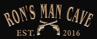 ADVPRO Name Personalized Man CAVE Gun Cowboys Decoration Bar Pub Gifts Wood Engraved Wooden Sign wpc0360-tm - Black