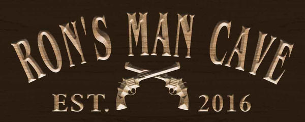 ADVPRO Name Personalized Man CAVE Gun Cowboys Decoration Bar Pub Gifts Wood Engraved Wooden Sign wpc0360-tm - Brown