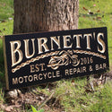 ADVPRO Name Personalized Motorcycle Repair & BAR Man Cave Garage Gifts Wood Engraved Wooden Sign wpc0361-tm - Black