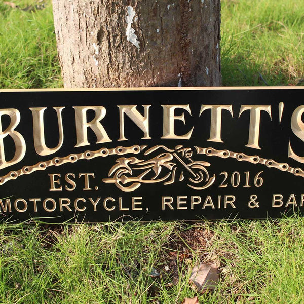 ADVPRO Name Personalized Motorcycle Repair & BAR Man Cave Garage Gifts Wood Engraved Wooden Sign wpc0361-tm - Details 4