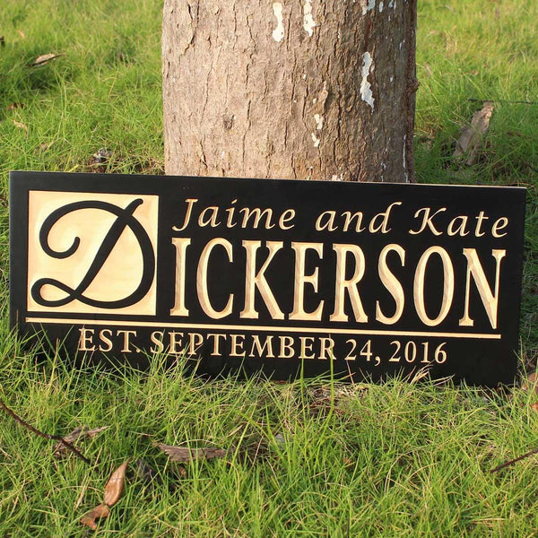 ADVPRO Big Initial Family Name First Names Personalized with Established Date Wedding Gift Wood Anniversary Engraved Wooden Sign wpc0366-tm - Details 1