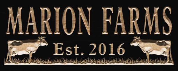 ADVPRO Name Personalized Farm Cows Grass House Decoration Gifts Wood Engraved Wooden Sign wpc0367-tm - Black