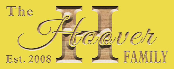 ADVPRO Big Initial Family Name Personalized Anniversary with Established Year Gifts Wood Engraved Wooden Sign wpc0369-tm - Yellow