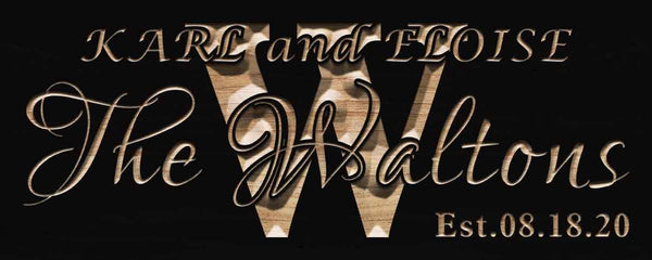 ADVPRO Personalized Last Name Rustic Home Decor Wood Engraving Custom Wedding Gift Couples Established Wooden Signs wpc0371-tm - Black