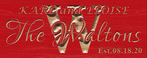 ADVPRO Personalized Last Name Rustic Home Decor Wood Engraving Custom Wedding Gift Couples Established Wooden Signs wpc0371-tm - Red