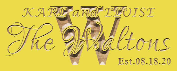 ADVPRO Personalized Last Name Rustic Home Decor Wood Engraving Custom Wedding Gift Couples Established Wooden Signs wpc0371-tm - Yellow