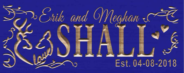 ADVPRO Personalized Last Name Rustic Home Decor Wood Engraving Custom Wedding Gift Couples Established Wooden Signs wpc0373-tm - Blue