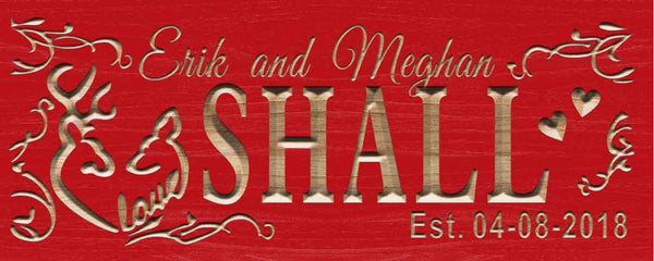ADVPRO Personalized Last Name Rustic Home Decor Wood Engraving Custom Wedding Gift Couples Established Wooden Signs wpc0373-tm - Red
