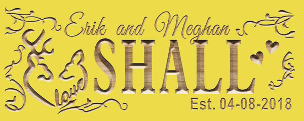 ADVPRO Personalized Last Name Rustic Home Decor Wood Engraving Custom Wedding Gift Couples Established Wooden Signs wpc0373-tm - Yellow