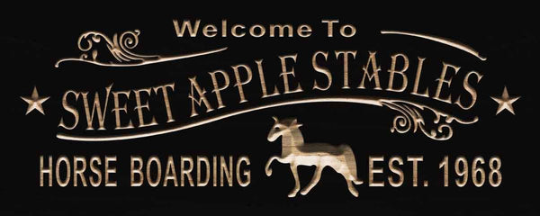 ADVPRO Horse Boarding Name Personalized Stables Wood Engraved Wooden Sign wpc0412-tm - Black