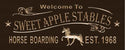 ADVPRO Horse Boarding Name Personalized Stables Wood Engraved Wooden Sign wpc0412-tm - Brown