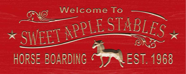 ADVPRO Horse Boarding Name Personalized Stables Wood Engraved Wooden Sign wpc0412-tm - Red