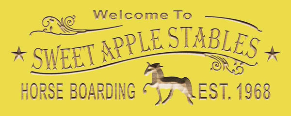 ADVPRO Horse Boarding Name Personalized Stables Wood Engraved Wooden Sign wpc0412-tm - Yellow