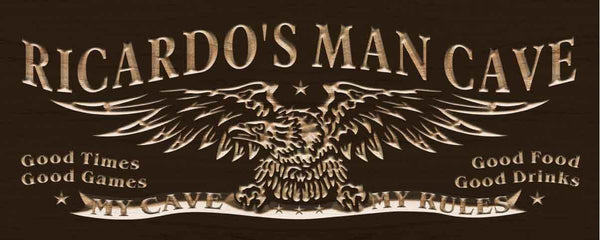 ADVPRO American Eagle Man Cave Personalized Name Wood Engraved Wooden Sign wpc0414-tm - Brown