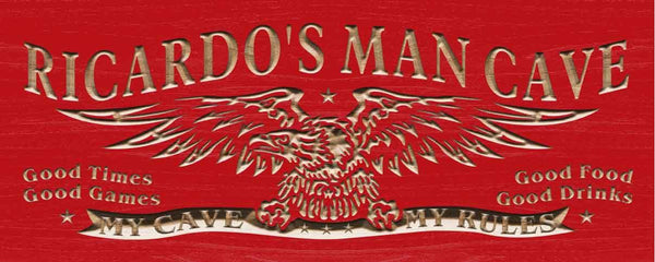 ADVPRO American Eagle Man Cave Personalized Name Wood Engraved Wooden Sign wpc0414-tm - Red