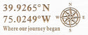 ADVPRO Compass Latitude Longitude Location Family Wedding Sign Wood Engraved Wooden Sign wpc0415-tm - White