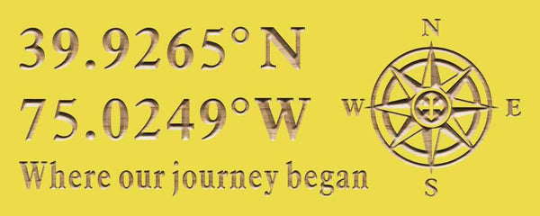 ADVPRO Compass Latitude Longitude Location Family Wedding Sign Wood Engraved Wooden Sign wpc0415-tm - Yellow