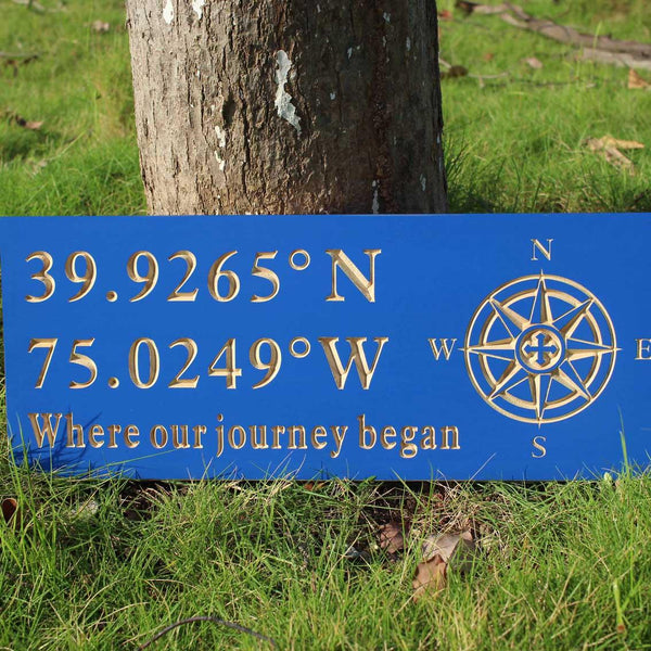 ADVPRO Compass Latitude Longitude Location Family Wedding Sign Wood Engraved Wooden Sign wpc0415-tm - Details 4