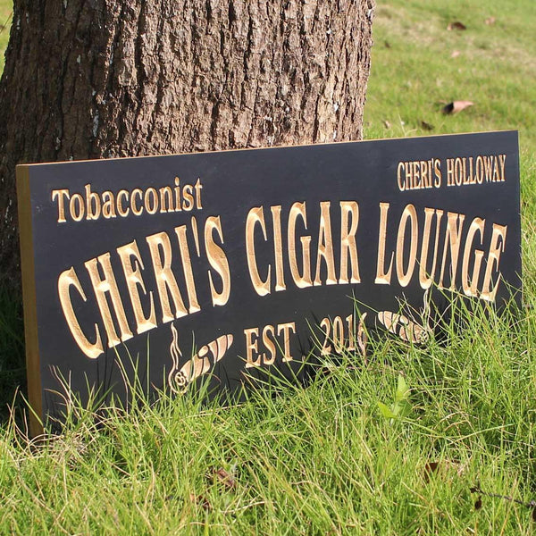 ADVPRO Tobacconist Name Personalized Cigar Lounge Shop Wood Engraved Wooden Sign wpc0416-tm - Details 2