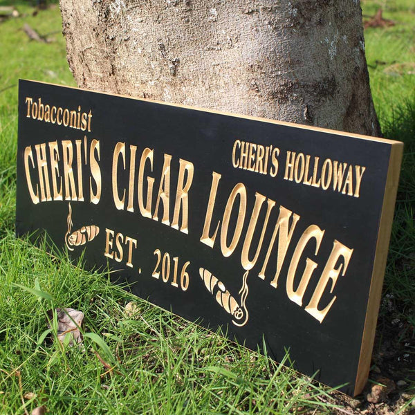 ADVPRO Tobacconist Name Personalized Cigar Lounge Shop Wood Engraved Wooden Sign wpc0416-tm - Details 3