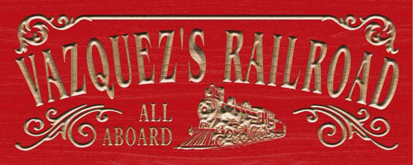 ADVPRO Railroad Name Personalized Train Station Lover Gift Wood Engraved Wooden Sign wpc0417-tm - Red