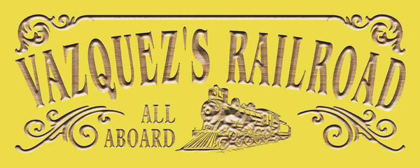 ADVPRO Railroad Name Personalized Train Station Lover Gift Wood Engraved Wooden Sign wpc0417-tm - Yellow