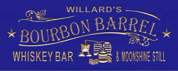 ADVPRO Bourbon Barrel Name Personalized Whiskey Bar Wood Engraved Wooden Sign wpc0420-tm - Blue