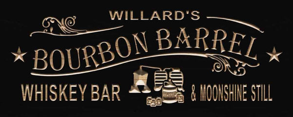 ADVPRO Bourbon Barrel Name Personalized Whiskey Bar Wood Engraved Wooden Sign wpc0420-tm - Black