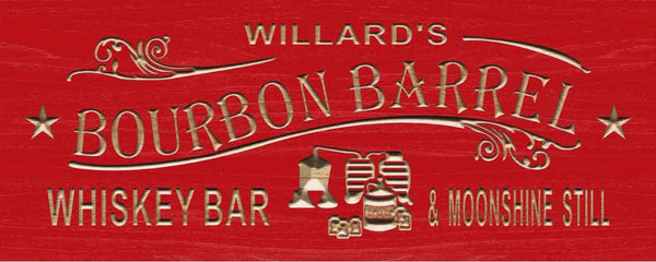 ADVPRO Bourbon Barrel Name Personalized Whiskey Bar Wood Engraved Wooden Sign wpc0420-tm - Red