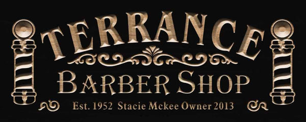 ADVPRO Barber Shop Name Personalized with Est. Year Hair Cut Wood Engraved Wooden Sign wpc0425-tm - Black