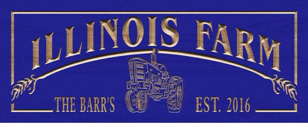 ADVPRO Farm Name Personalized with Est. Year Tractor Wood Engraved Wooden Sign wpc0428-tm - Blue