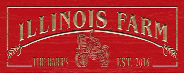 ADVPRO Farm Name Personalized with Est. Year Tractor Wood Engraved Wooden Sign wpc0428-tm - Red