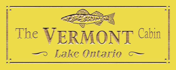 ADVPRO Cabin Name Personalized Fish Decoration Home Bar Wood Engraved Wooden Sign wpc0429-tm - Yellow