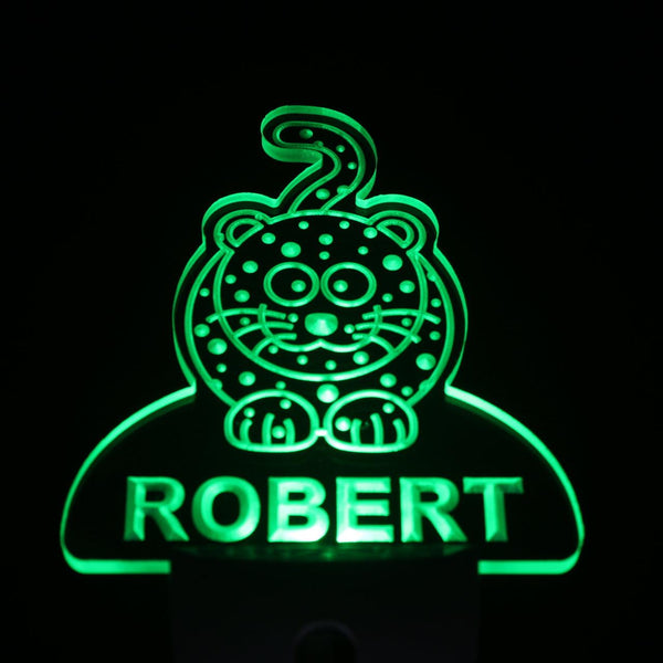 ADVPRO Leopard Personalized Night Light Baby Kids Name Day/Night Sensor LED Sign ws1002-tm - Green