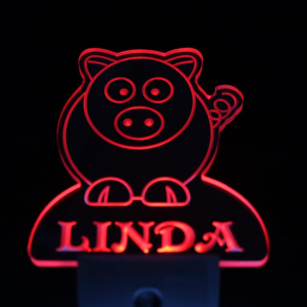 ADVPRO Pig Personalized Night Light Baby Kids Name Day/Night Sensor LED Sign ws1004-tm - Red