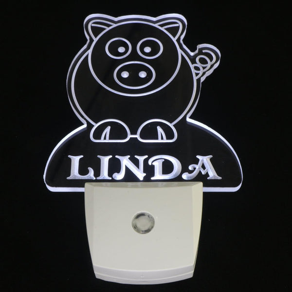 ADVPRO Pig Personalized Night Light Baby Kids Name Day/Night Sensor LED Sign ws1004-tm - White