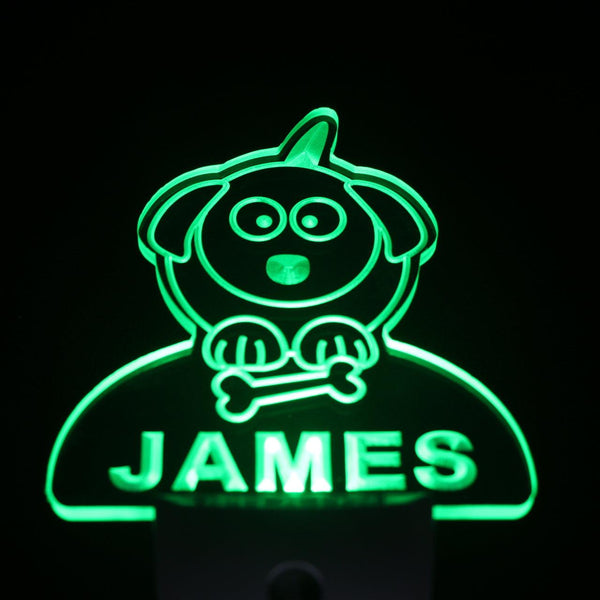 ADVPRO Dog Puppy Personalized Night Light Baby Kids Name Day/Night Sensor LED Sign ws1006-tm - Green