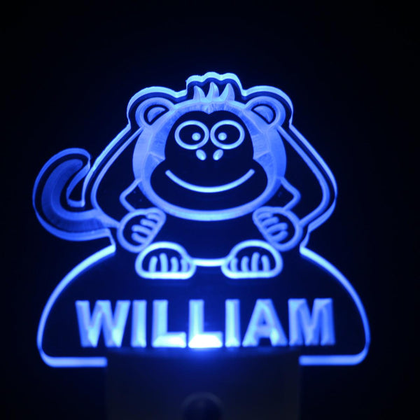 ADVPRO Monkey Personalized Night Light Baby Kids Name Day/ Night Sensor LED Sign ws1008-tm - Blue