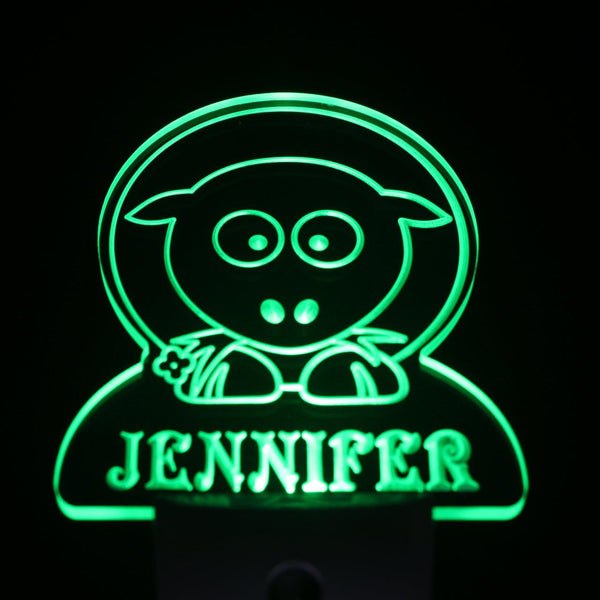 ADVPRO Sheep Personalized Night Light Baby Kids Name Day/Night Sensor LED Sign ws1013-tm - Green