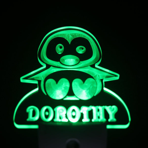 ADVPRO Penguin Personalized Night Light Baby Kids Name Day/Night Sensor LED Sign ws1015-tm - Green