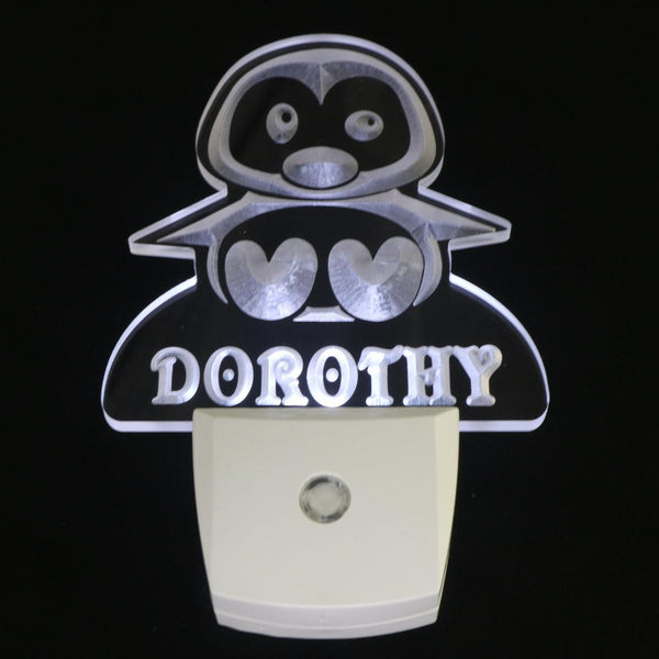 ADVPRO Penguin Personalized Night Light Baby Kids Name Day/Night Sensor LED Sign ws1015-tm - White