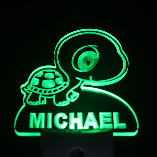 ADVPRO Turtle Personalized Night Light Baby Kids Name Day/Night Sensor LED Sign ws1016-tm - Green