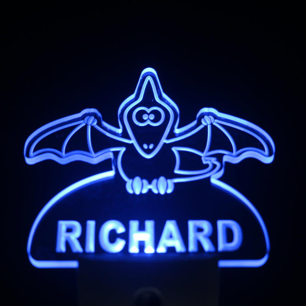 ADVPRO Pterodactyl Dinosaur Personalized Night Light Baby Kids Name Day Sensor LED Sign ws1017-tm - Blue