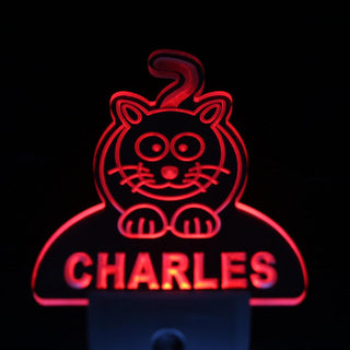 ADVPRO Cat Personalized Night Light Baby Kids Name Day/Night Sensor LED Sign ws1018-tm - Red