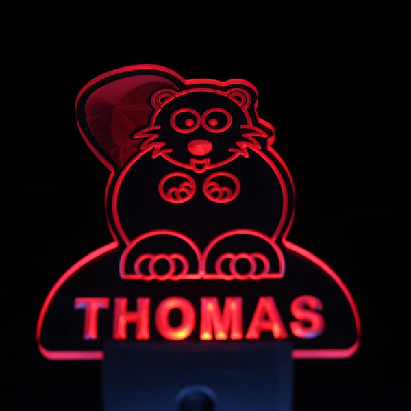 ADVPRO Beaver Personalized Night Light Baby Kids Name Day/ Night Sensor LED Sign ws1020-tm - Red